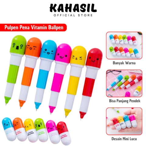 KAHASIL - Pulpen Pena Bolpoin Pens Vitamin Ballpen Unik Mini Kecil Lucu Souvenir KMJ133